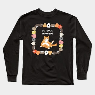 Funny Cat Surrounded By Dogs Long Sleeve T-Shirt